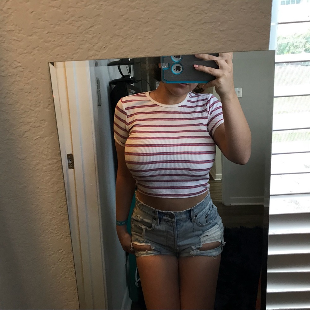 Cropped stripes forever 21 short sleeve